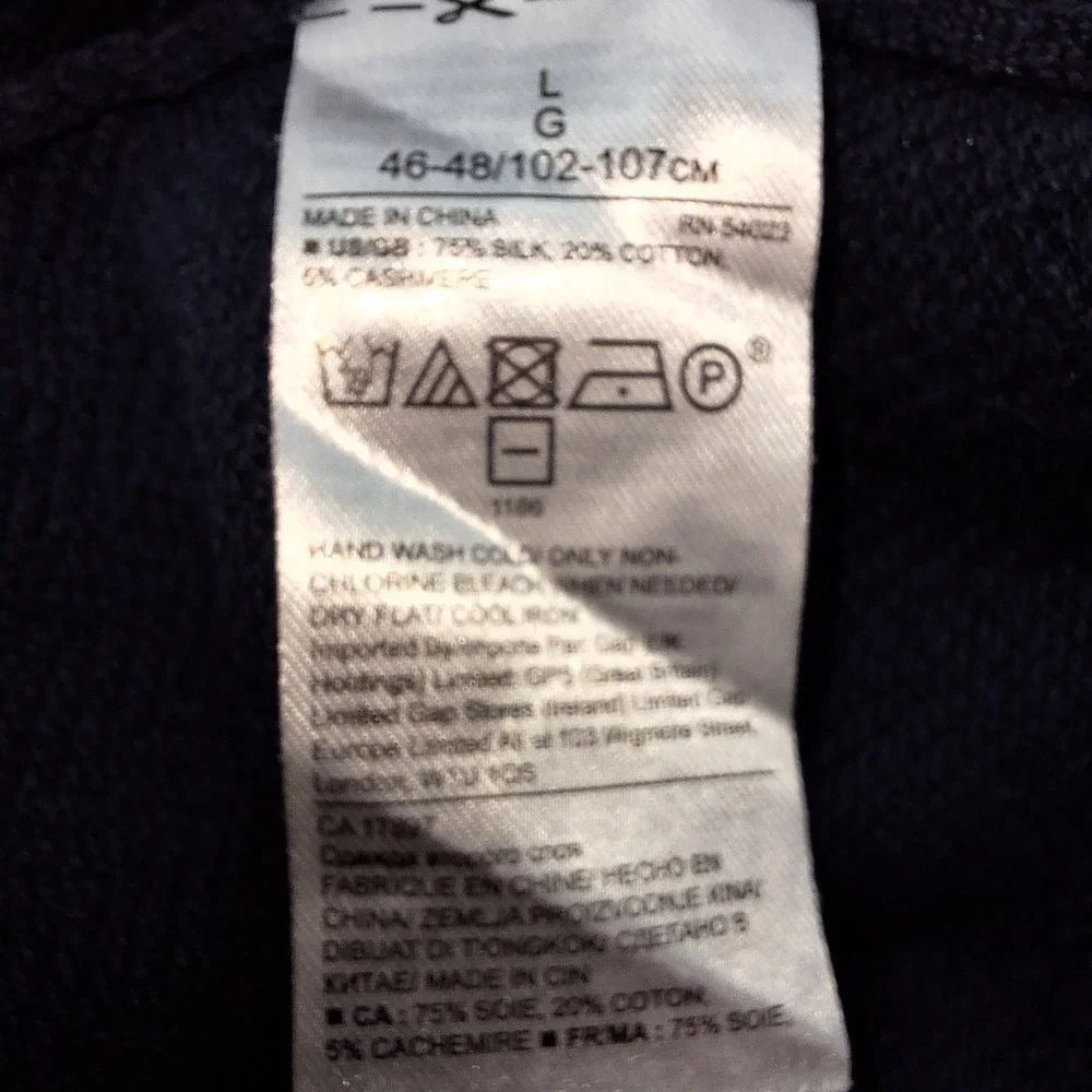 Banana Republic Sweater Mens Large Blue Silk Cotton Cashmere‎ Herringbone